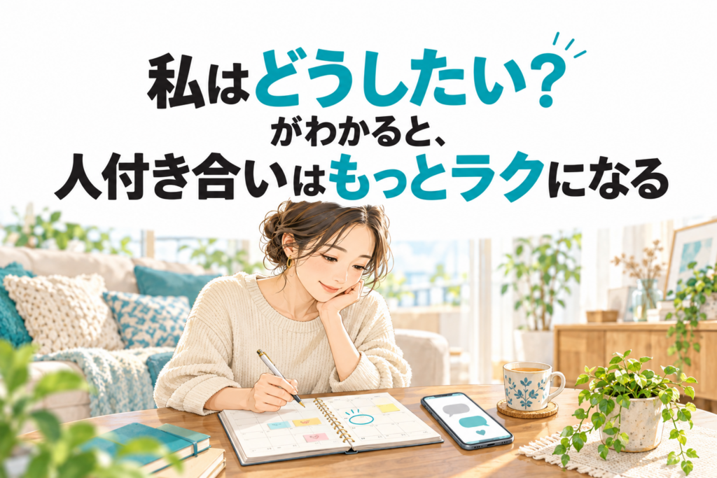 「私はどうしたい？」がわかると、人付き合いはもっとラクになる。手帳を見ながら会う予定を考える女性